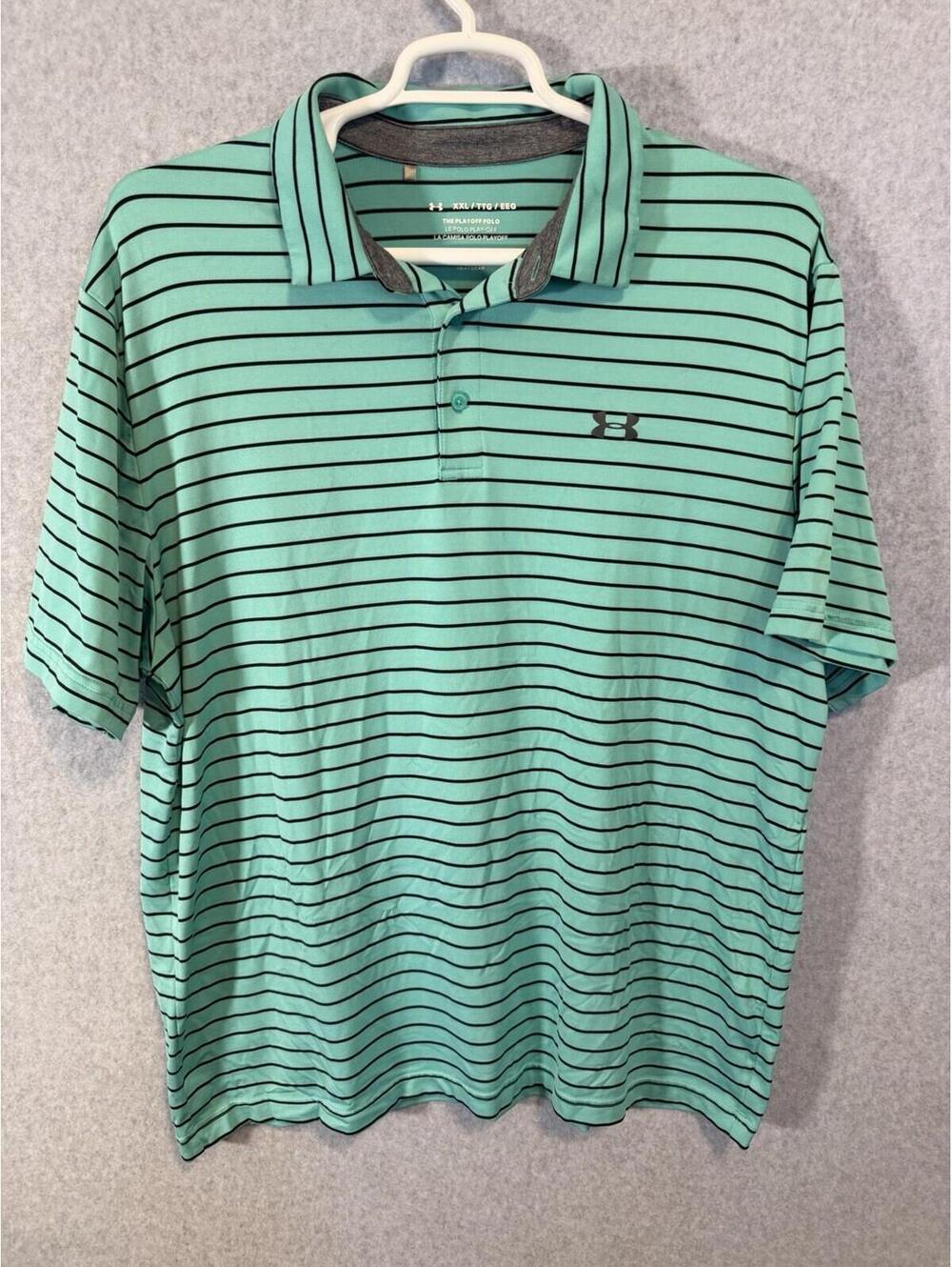 Under Armour The PlayOff Polo Heat Gear Loose Fit Men's Teal / Black Stripes
